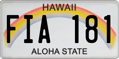 HI license plate FIA181