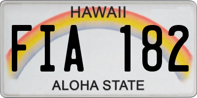 HI license plate FIA182