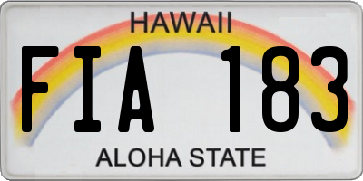 HI license plate FIA183
