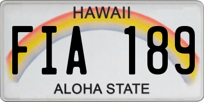 HI license plate FIA189