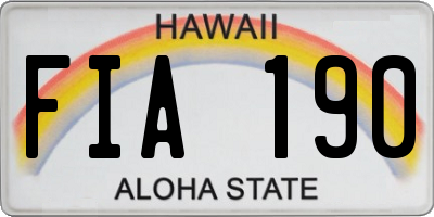 HI license plate FIA190