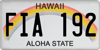 HI license plate FIA192