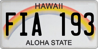 HI license plate FIA193