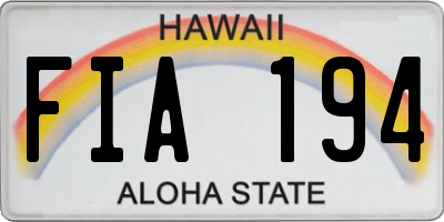 HI license plate FIA194