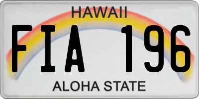 HI license plate FIA196