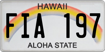 HI license plate FIA197