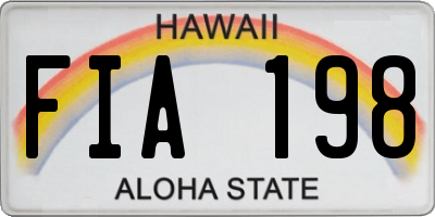 HI license plate FIA198