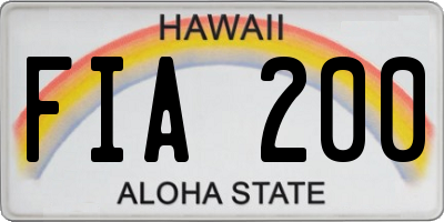 HI license plate FIA200