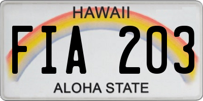 HI license plate FIA203