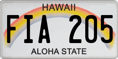 HI license plate FIA205
