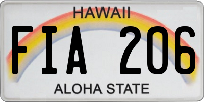 HI license plate FIA206