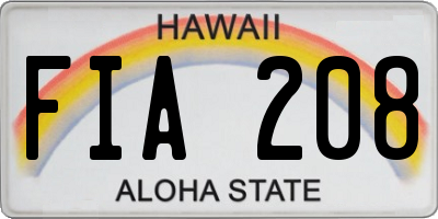 HI license plate FIA208