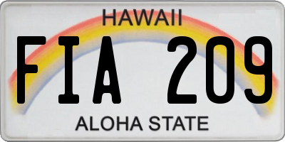 HI license plate FIA209