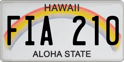 HI license plate FIA210