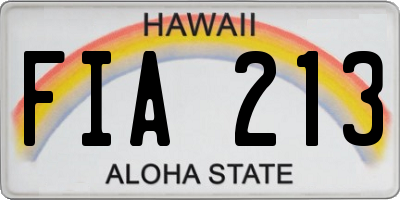 HI license plate FIA213
