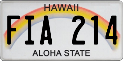 HI license plate FIA214
