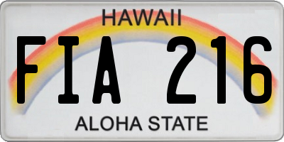 HI license plate FIA216