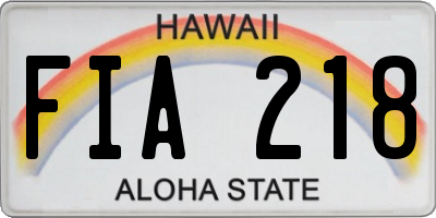 HI license plate FIA218