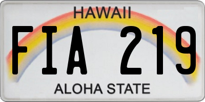 HI license plate FIA219