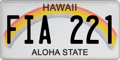 HI license plate FIA221