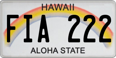 HI license plate FIA222