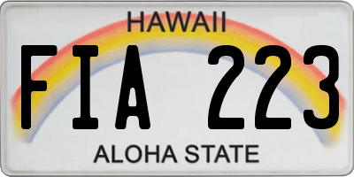 HI license plate FIA223