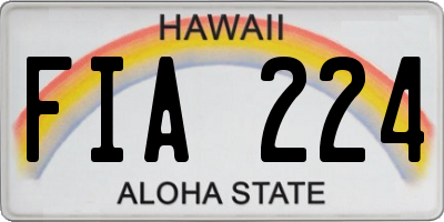 HI license plate FIA224