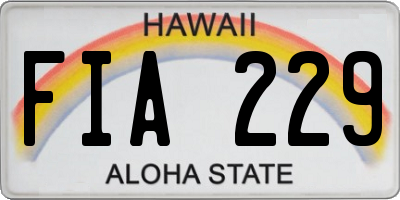 HI license plate FIA229