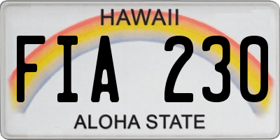 HI license plate FIA230