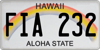 HI license plate FIA232