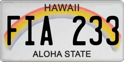 HI license plate FIA233