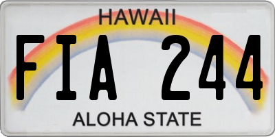 HI license plate FIA244