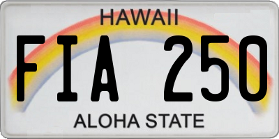 HI license plate FIA250