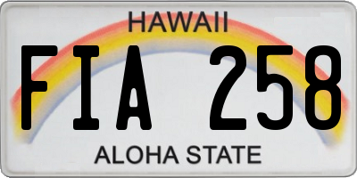 HI license plate FIA258