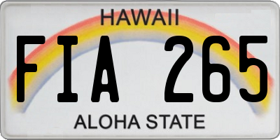 HI license plate FIA265