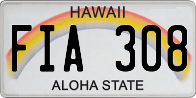 HI license plate FIA308