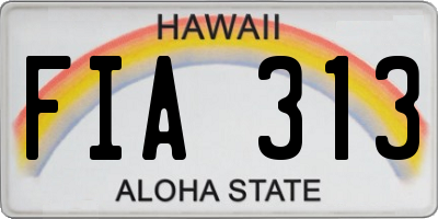 HI license plate FIA313