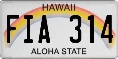 HI license plate FIA314