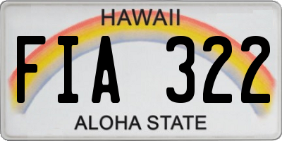 HI license plate FIA322