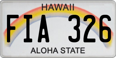 HI license plate FIA326