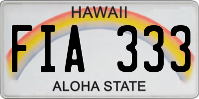 HI license plate FIA333