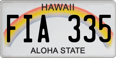 HI license plate FIA335