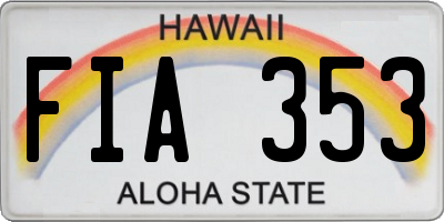 HI license plate FIA353