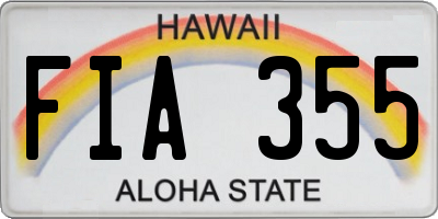 HI license plate FIA355
