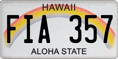 HI license plate FIA357
