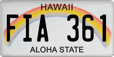 HI license plate FIA361