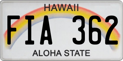 HI license plate FIA362