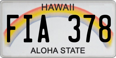 HI license plate FIA378