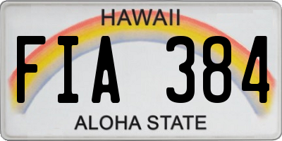 HI license plate FIA384
