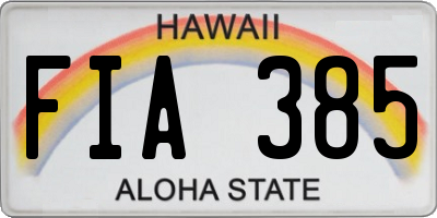 HI license plate FIA385